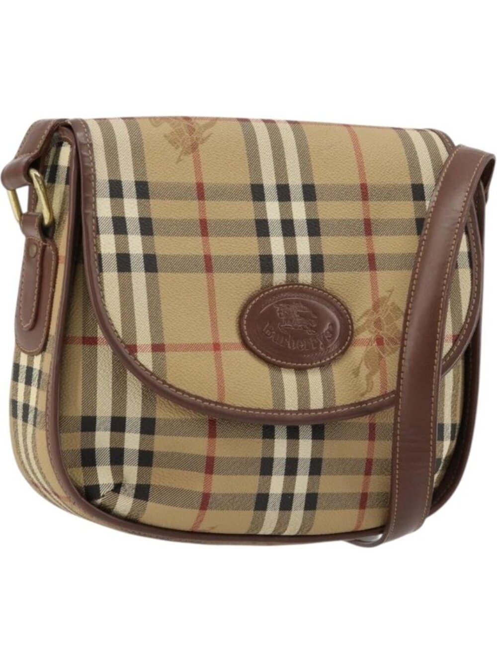 Burberrys Nova Check Shoulder Bag PVC Beige Gold